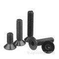 DIN7991 Countersunk หัว hex สกรูเหล็กคาร์บอนสีดำเต็มด้าย M6 M8